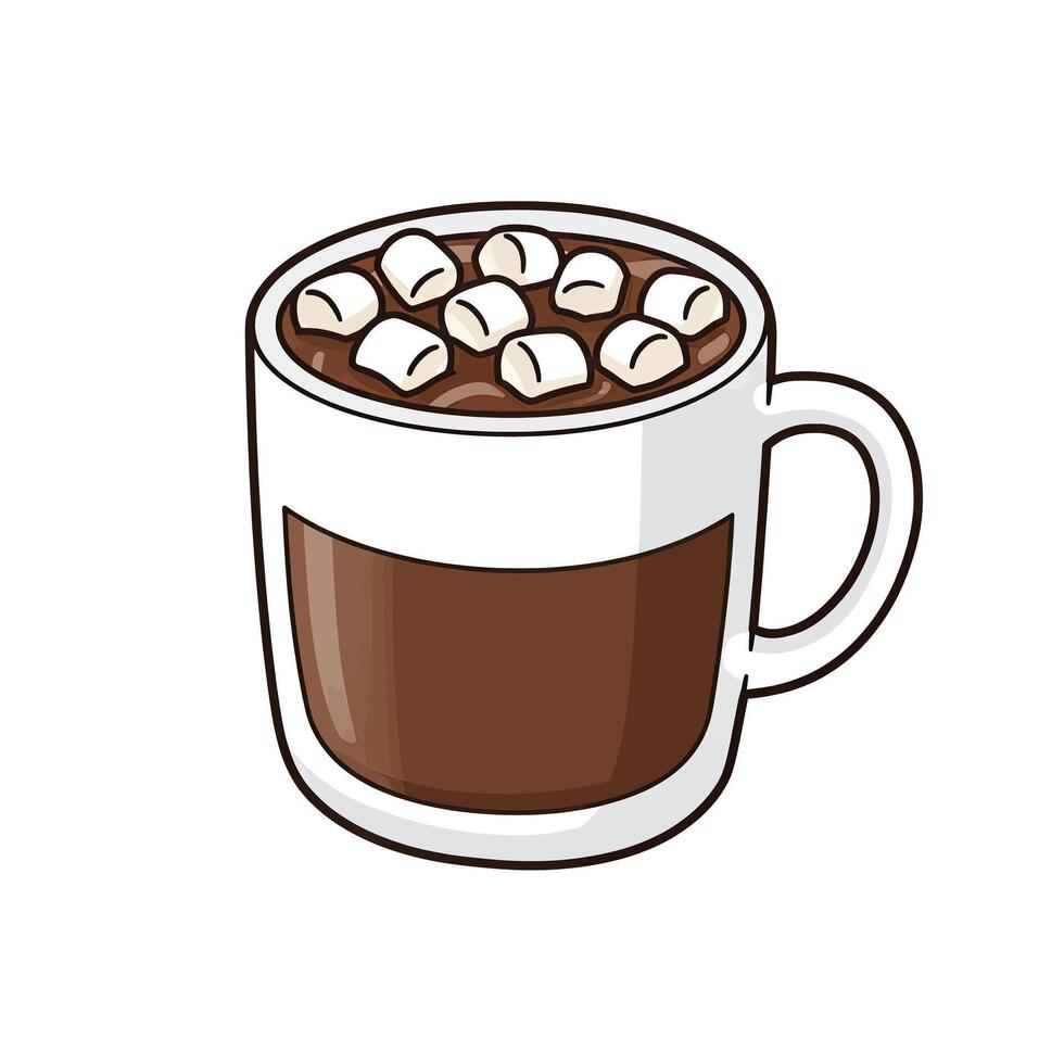 Hot chocolate with marshmallows illustration vector