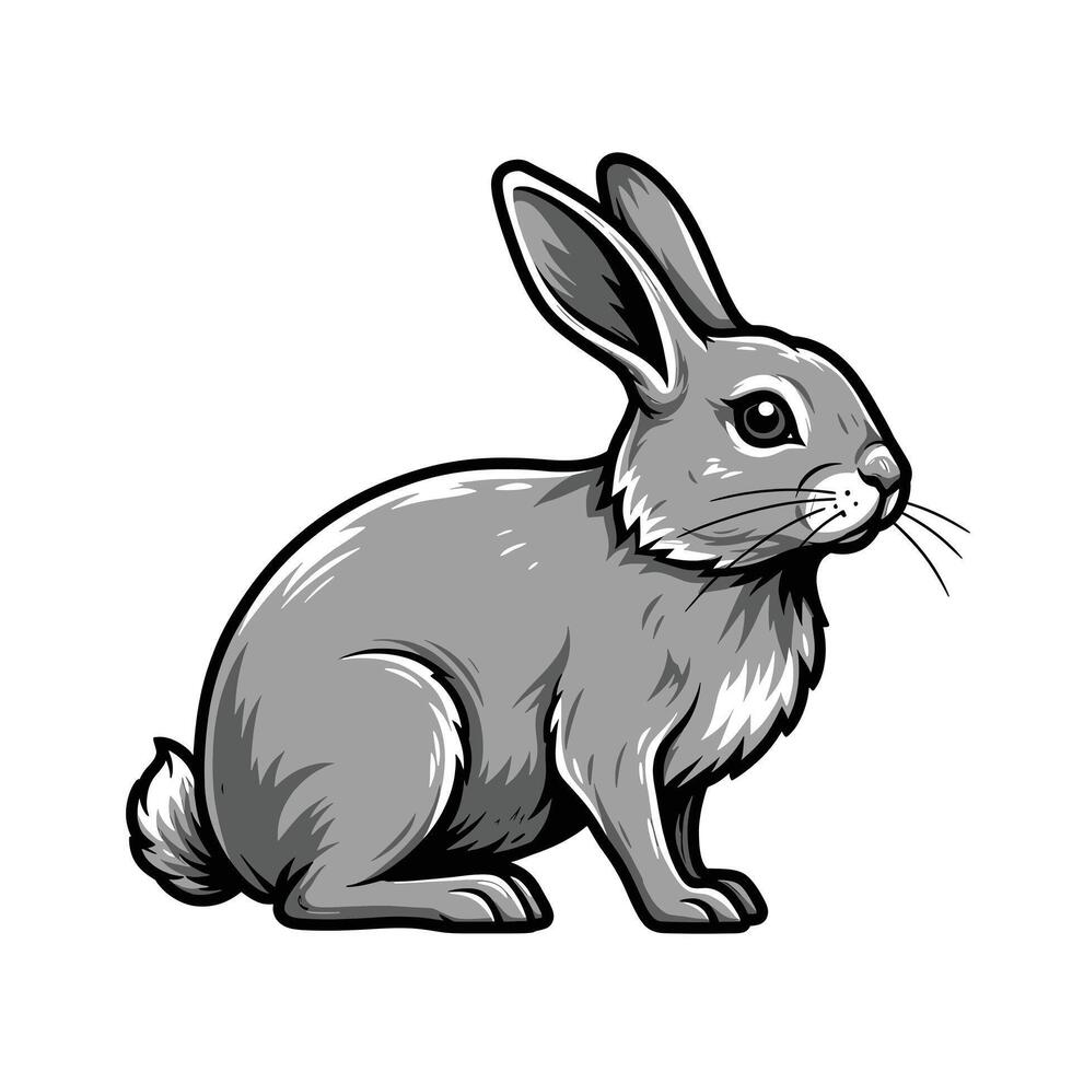 A gray rabbit sitting on a white background vector