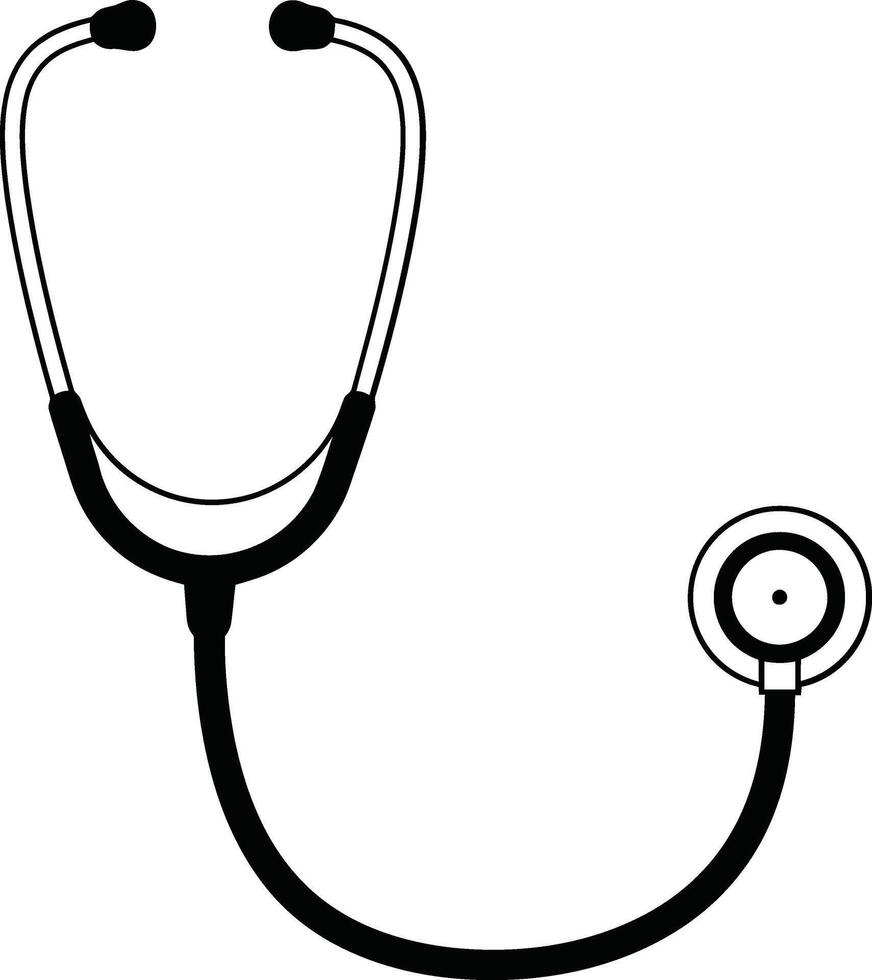 A black and white illustration of a stethoscope vector