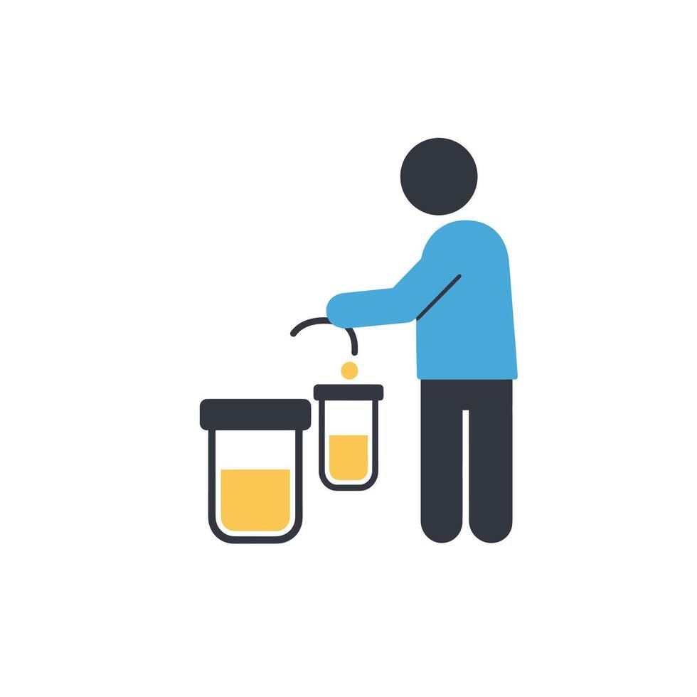 A man pouring liquid into a jar vector