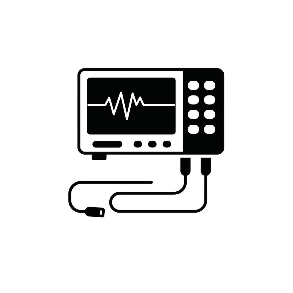 An electronic device with a heartbeat monitor icon vector
