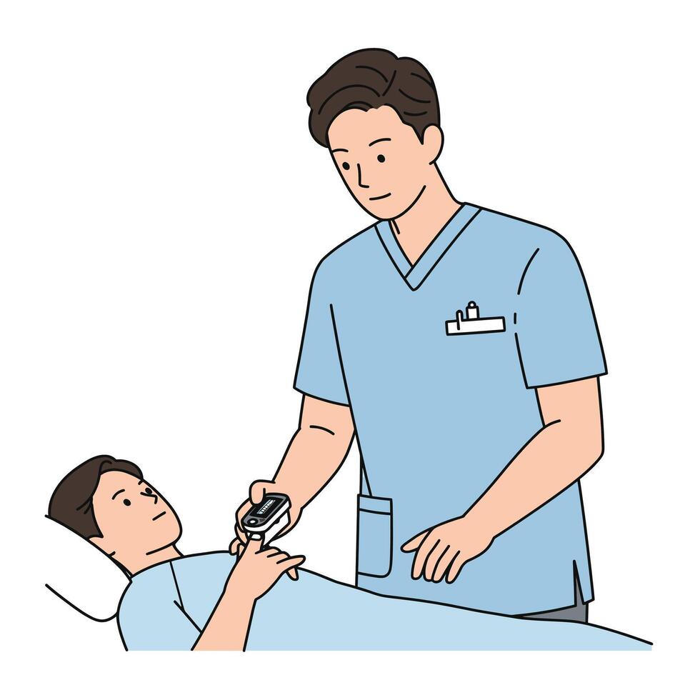 A doctor is checking the pulse of a patient vector