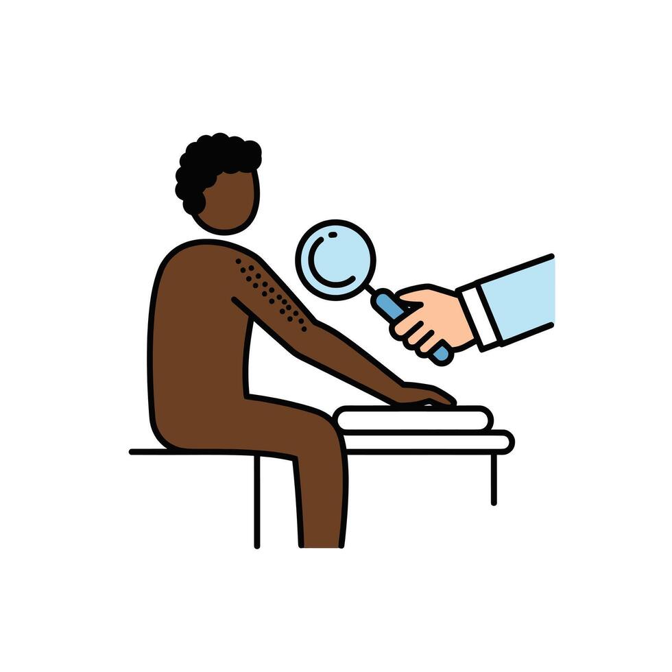 A doctor is examining a man's arm vector