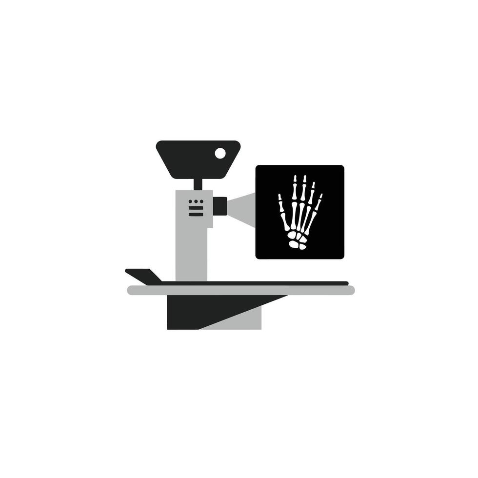 A black and white illustration of a medical scanner vector