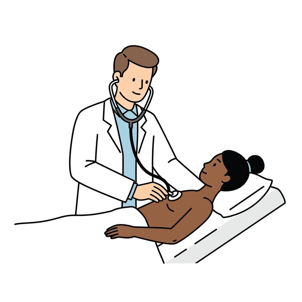 Doctor examining a patient's chest vector