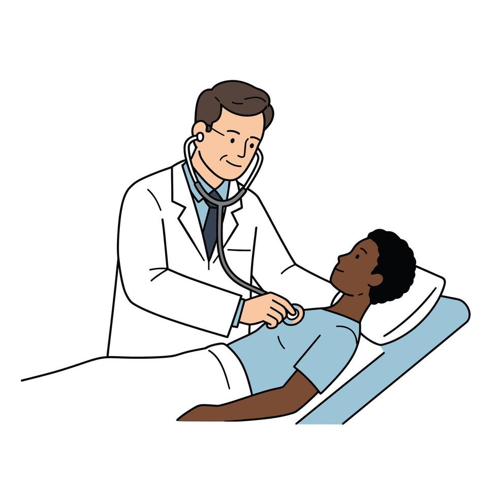 A doctor examining a patient's chest vector