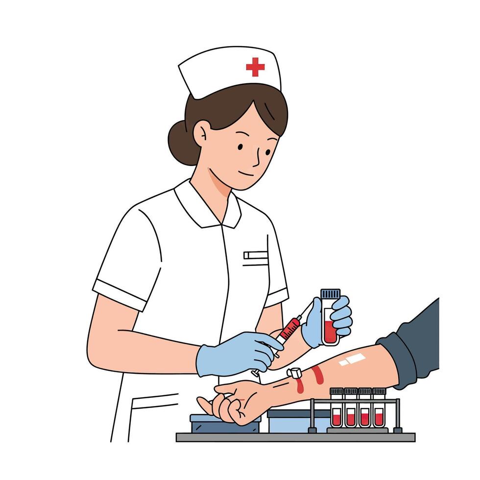 A nurse is giving blood to a patient vector