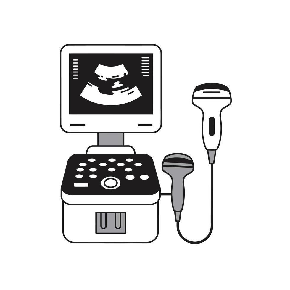 A black and white image of a ultrasound machine vector