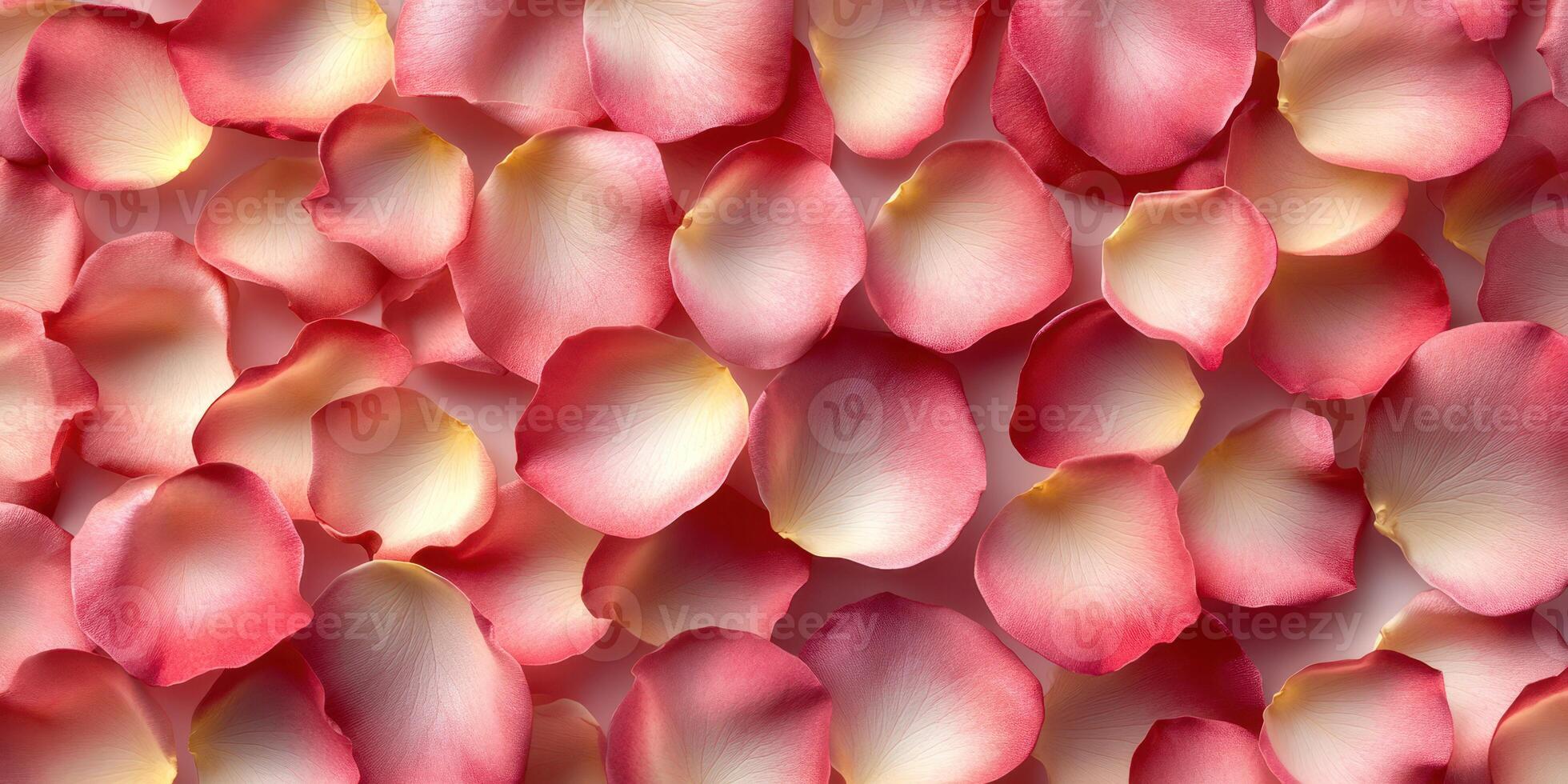 Colorful rose petals creating a romantic carpet on a soft surface for a festive event or celebration photo