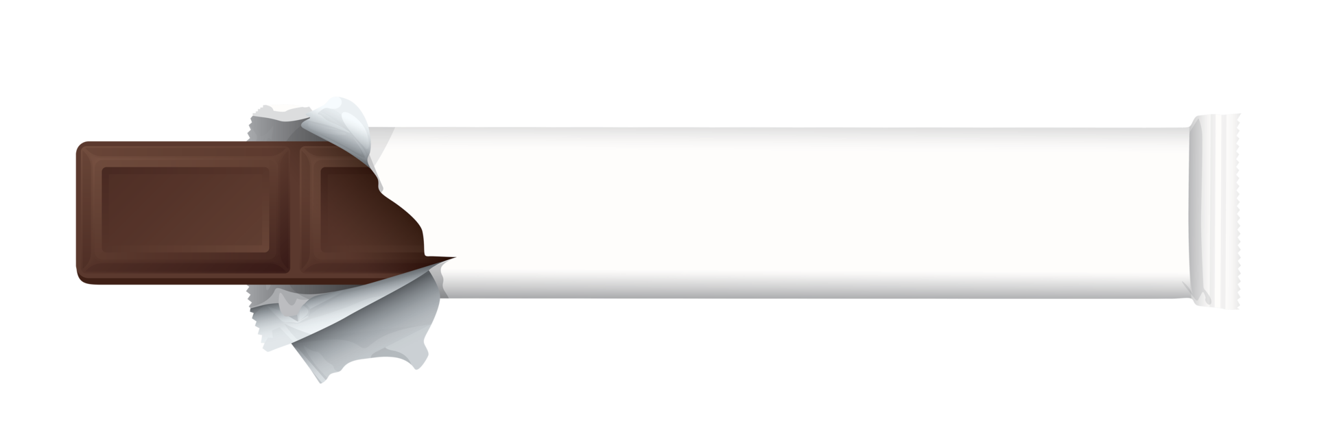 Wrapped mini chocolate bar was unwrapped and there was a chocolate bar inside top view isolated graphic illustration have blank space. png
