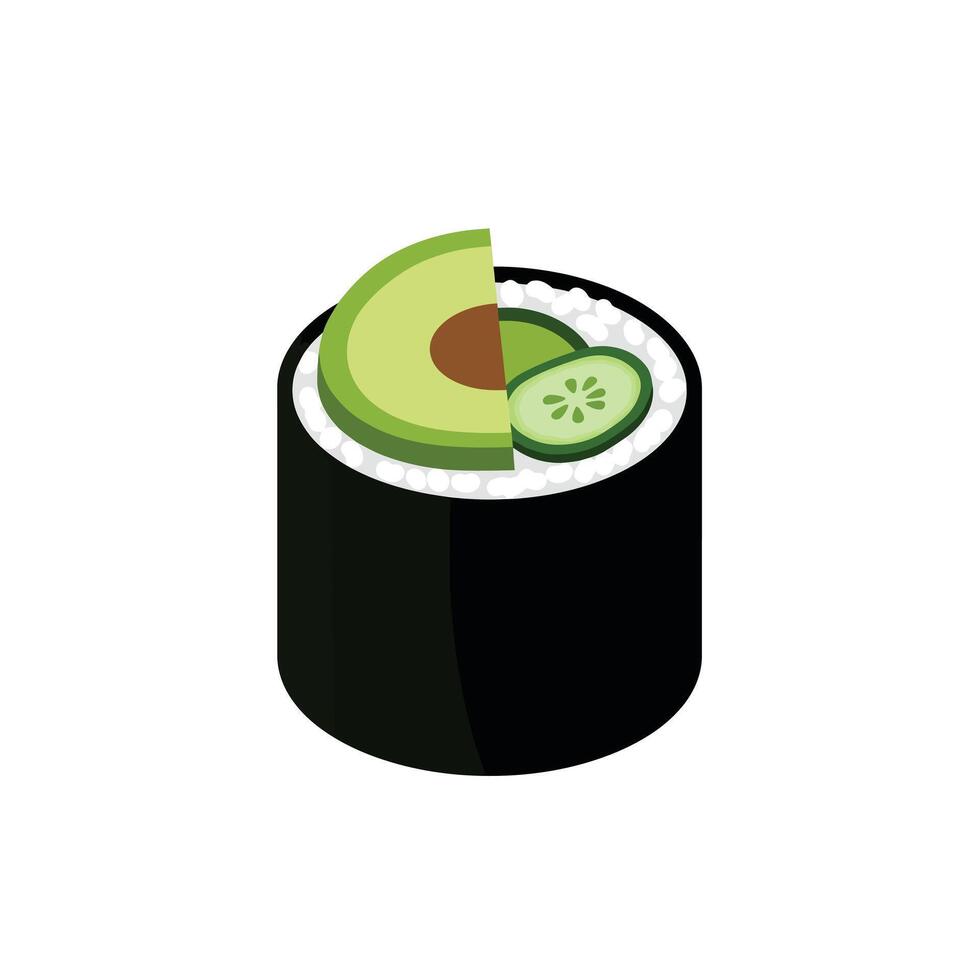 Sushi with cucumber and avocado on a white background vector