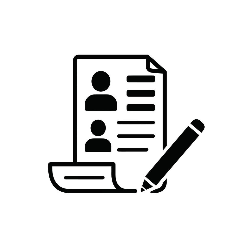 A black and white image of a pen and paper vector