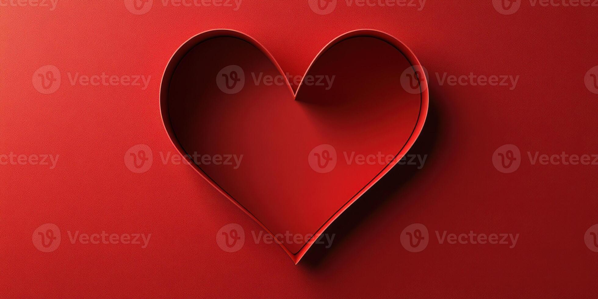 Heart shape crafted with red paper displayed against a solid red background to symbolize love and affection photo