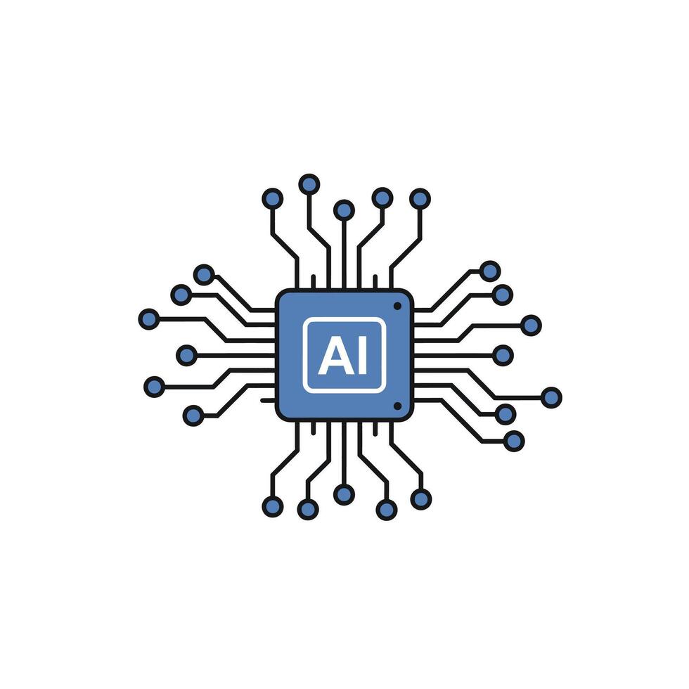 Ai chip icon on white background vector