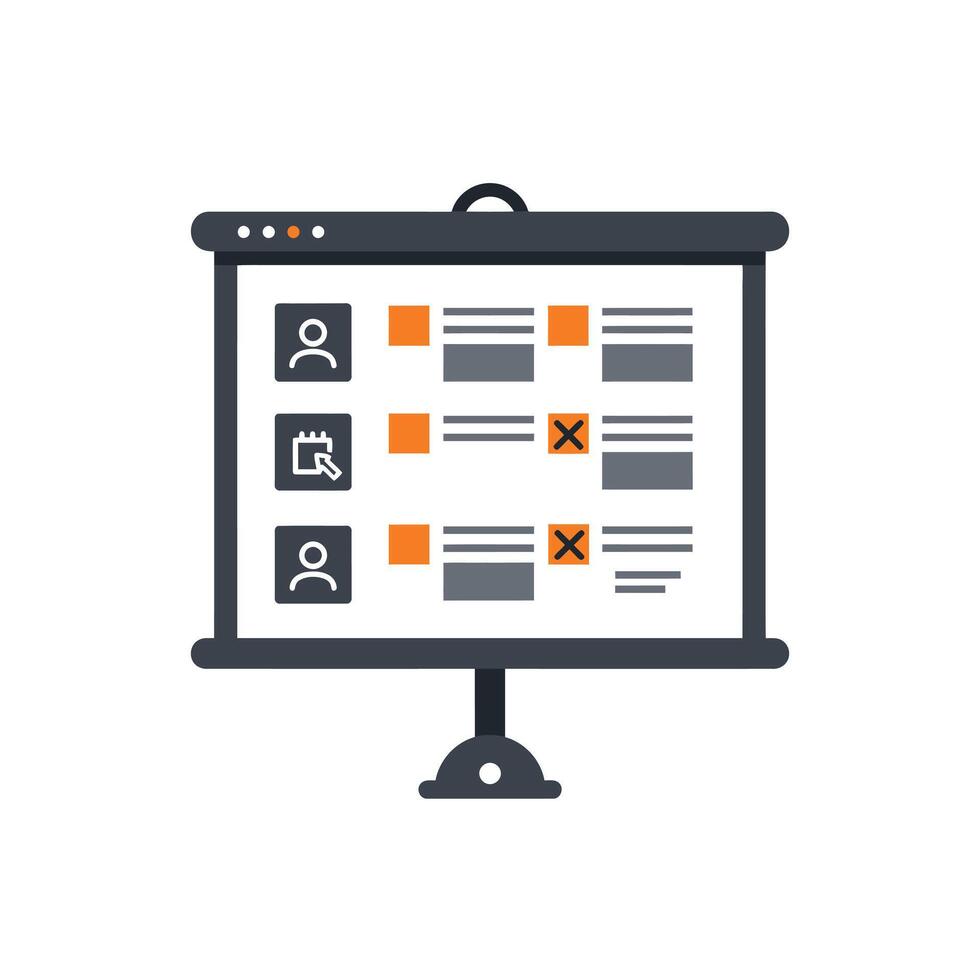 A presentation screen with icons on it vector