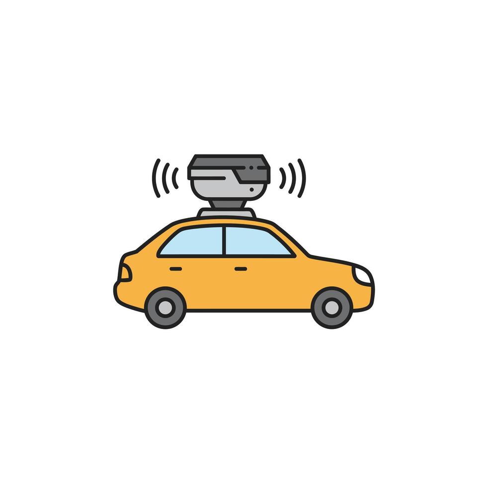 A car with a camera on top of it vector