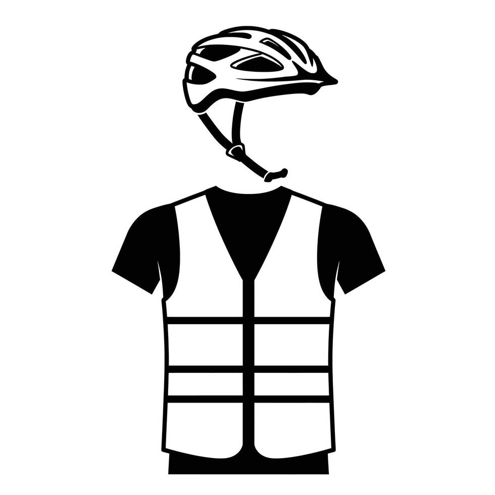 A black and white illustration of a man wearing a helmet vector