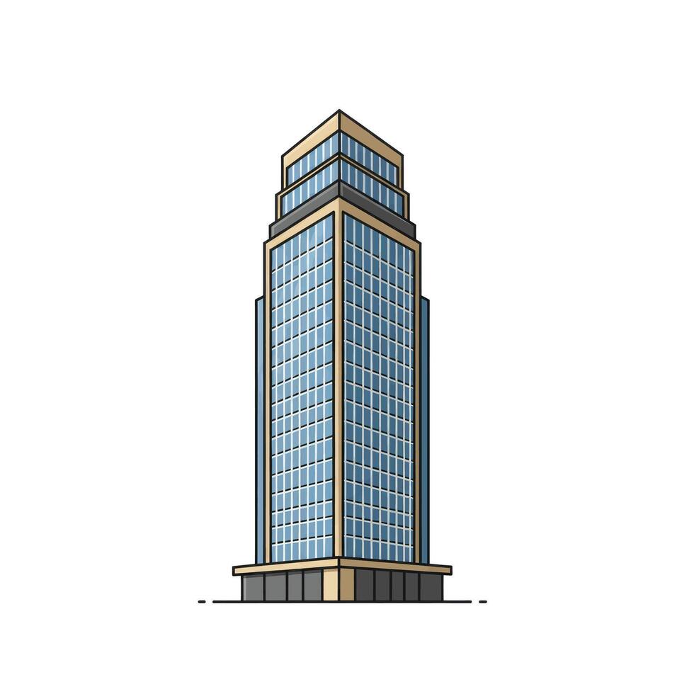 A cartoon building with a tall glass window vector