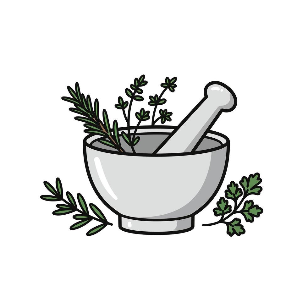 Herb and mortar icon illustration vector