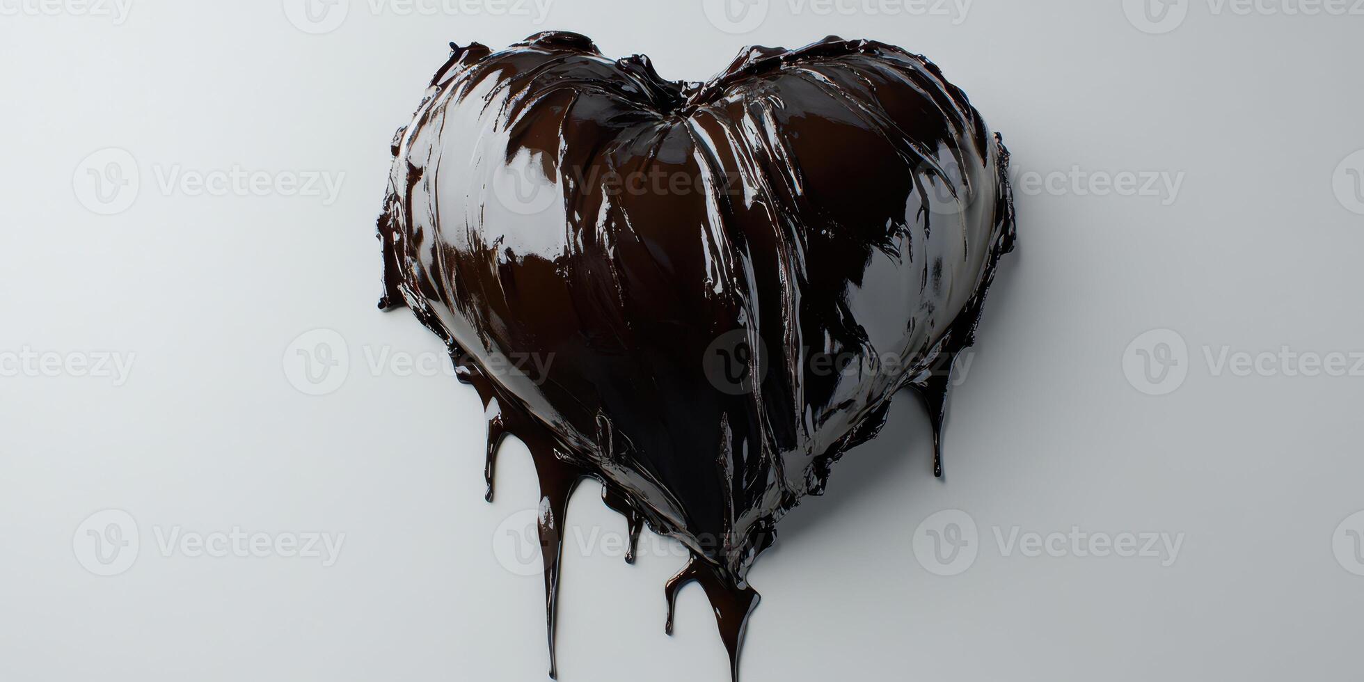 Dark melting chocolate heart on a clean background evokes feelings of love and indulgence for special occasions photo