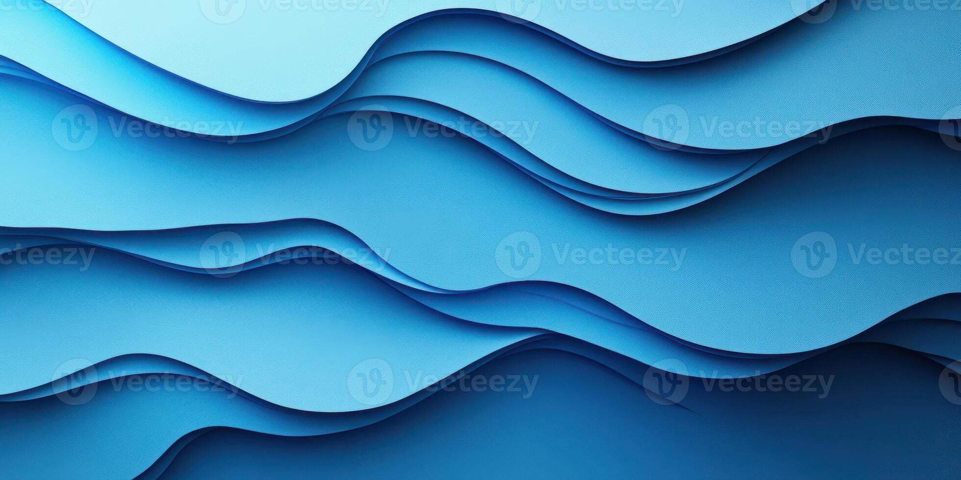Fluid patterns of blue waves create a tranquil and modern background for design projects photo
