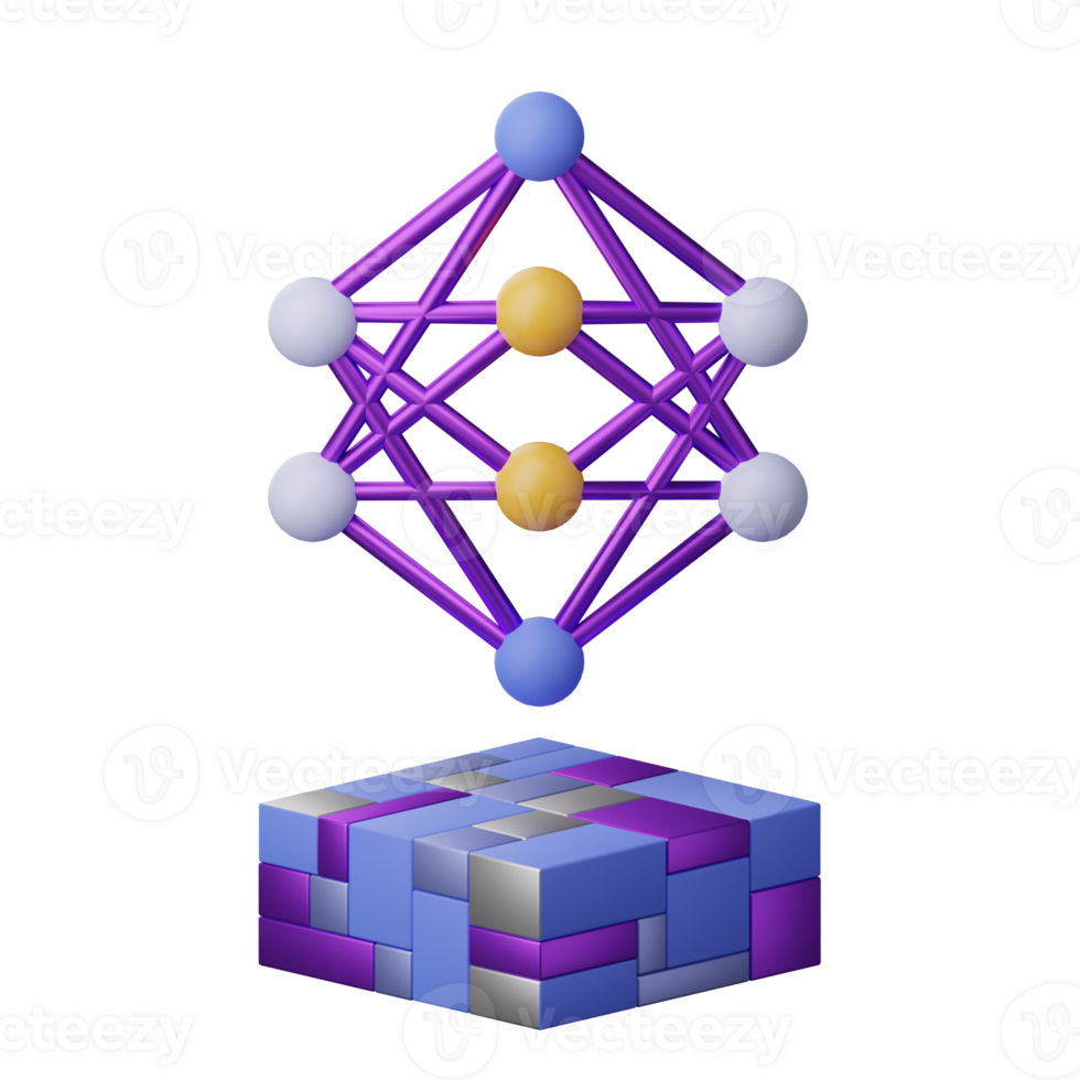 Neural Network Architecture 3D element illustration png