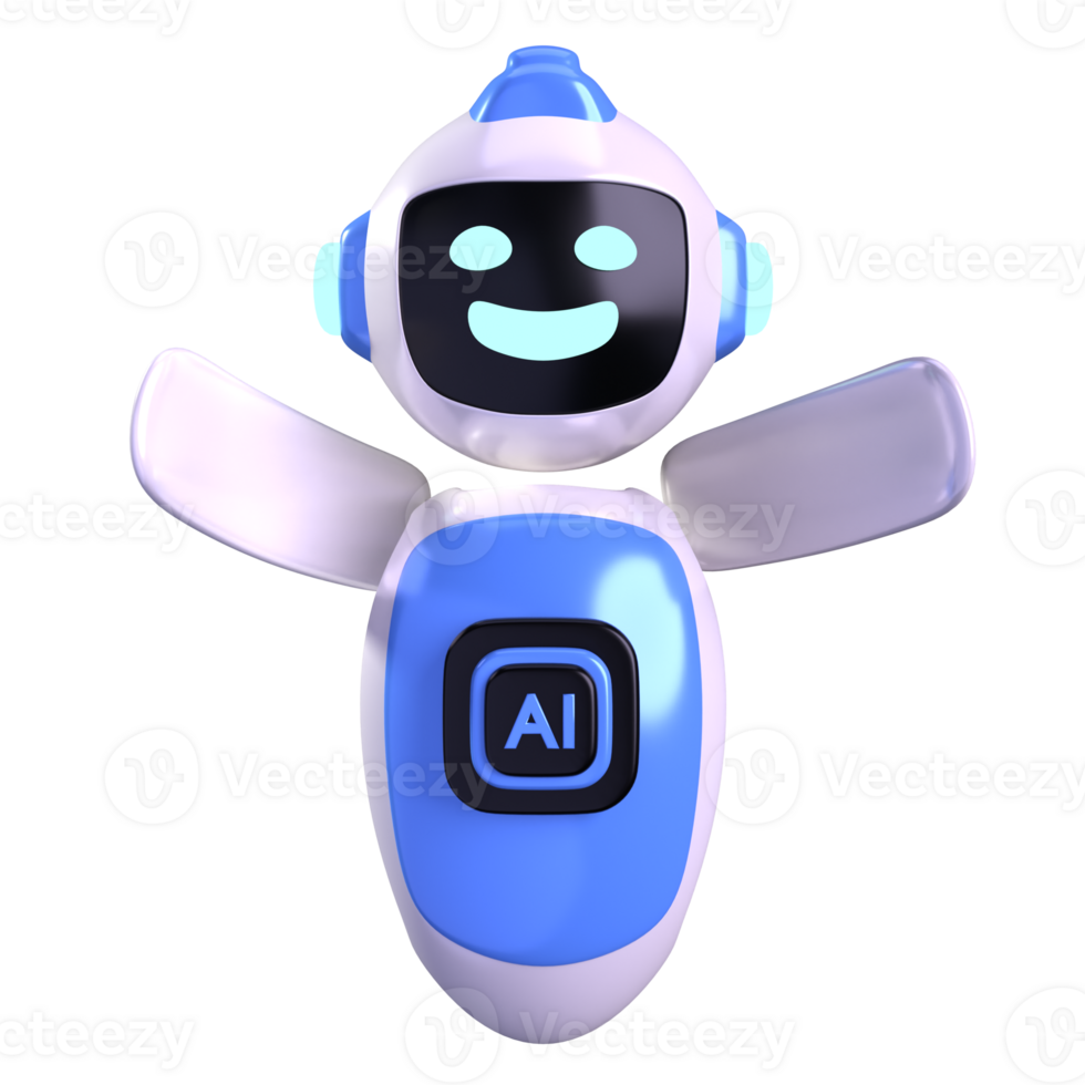 AI Robot 3D element illustration png