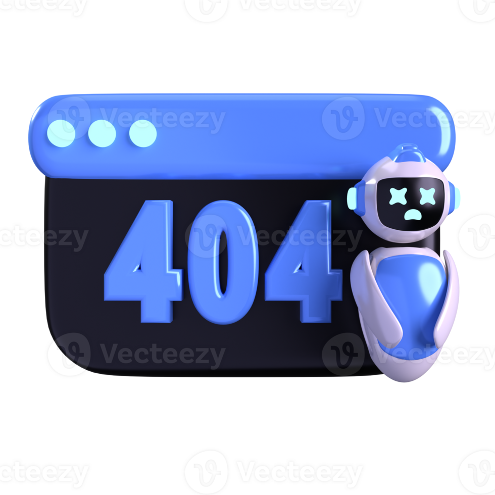 Web Robot 404 3D element illustration png
