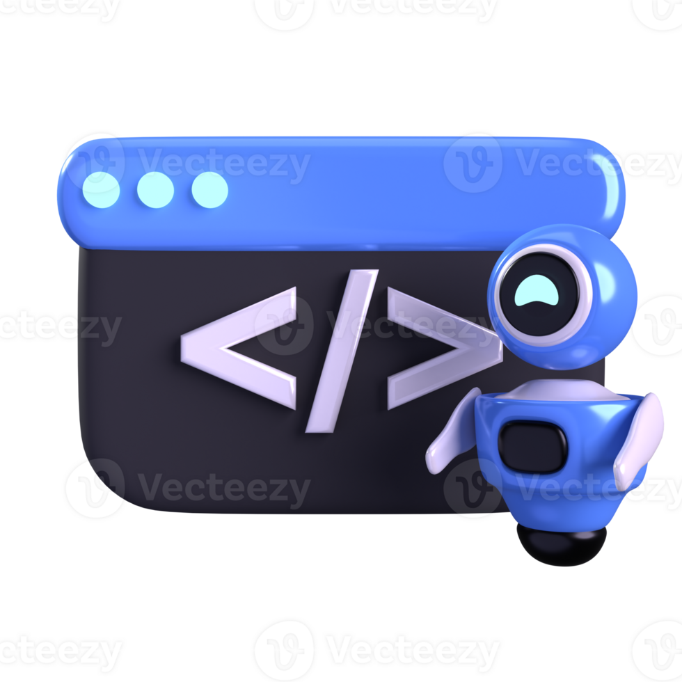 Chat Robot Code 3D element illustration png
