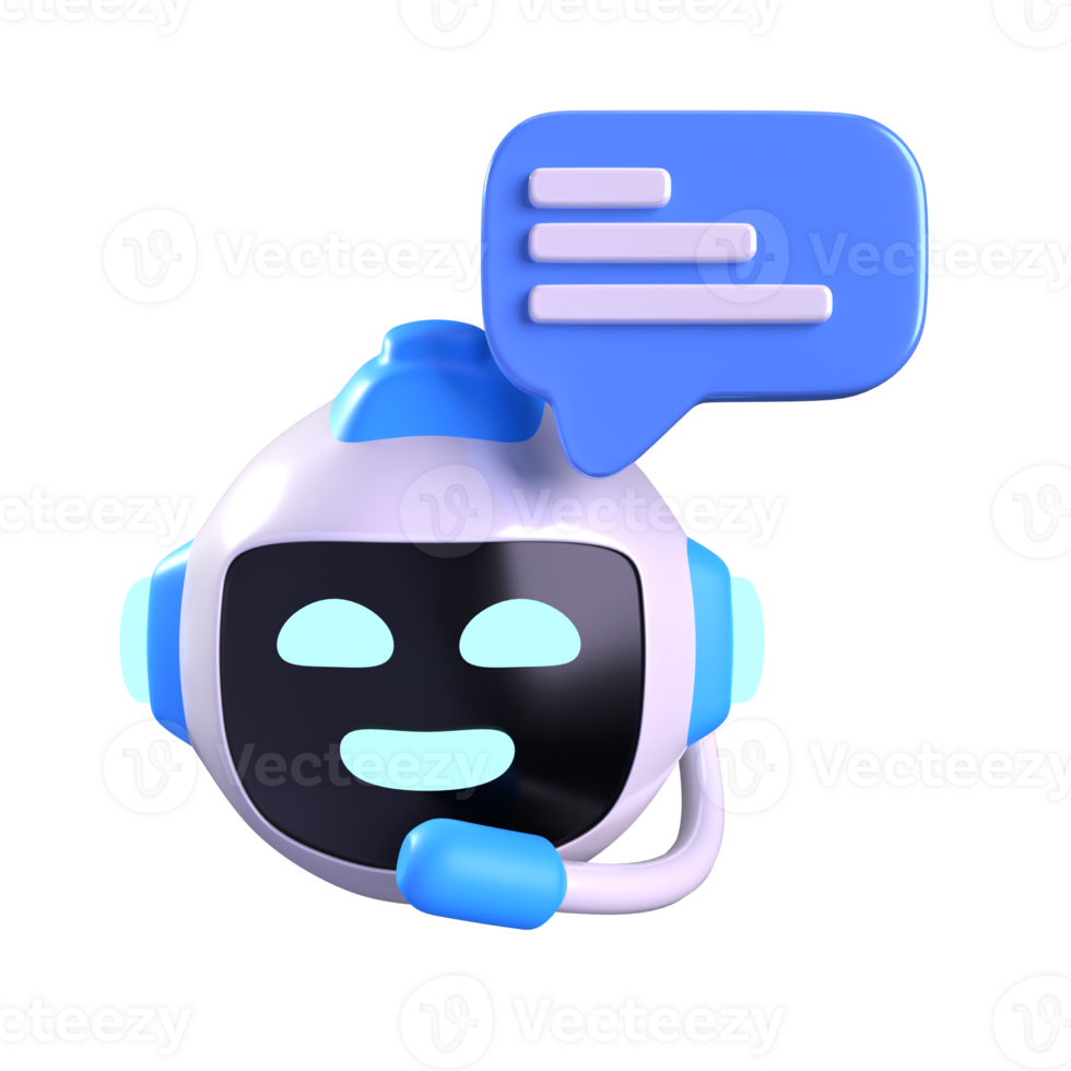 Chat Support Robot 3D element illustration png