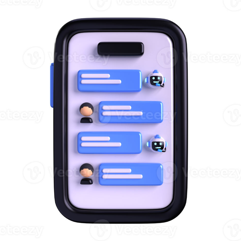 Phone Chat Bot 3D element illustration png