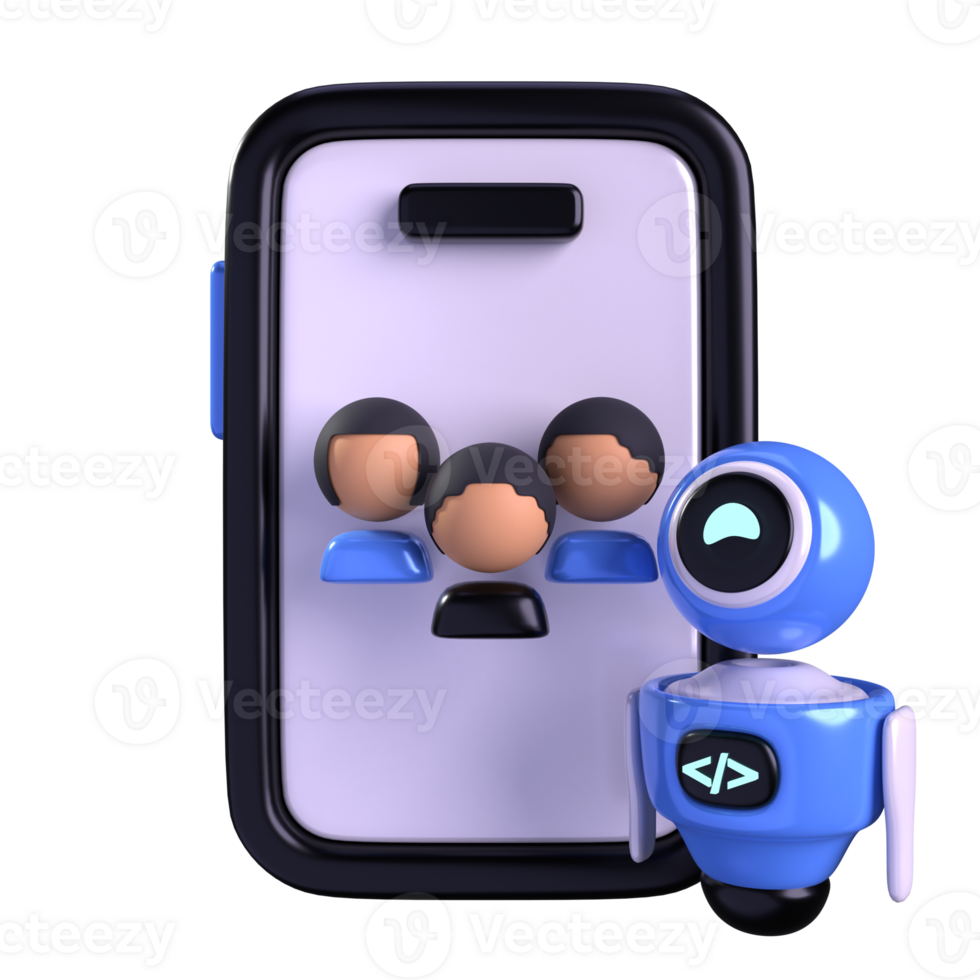 People Chat Bot 3D element illustration png