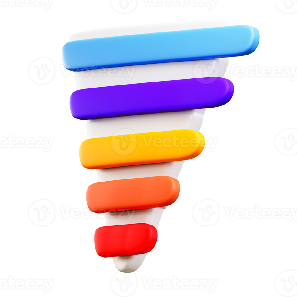 Funnel Diagram Slide Infographic 3D element illustration png