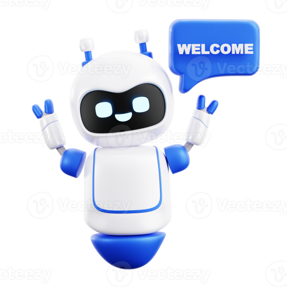 Welcome Robot 3D element illustration png