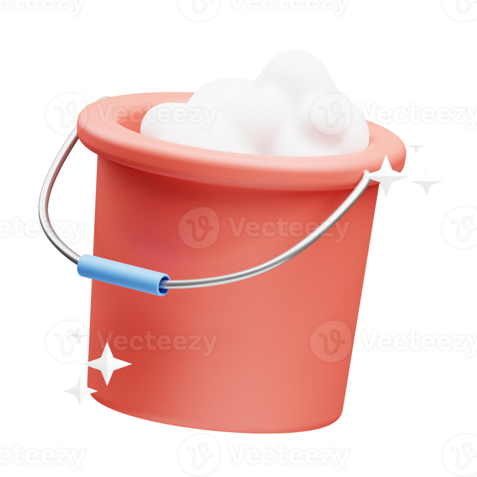 bucket with bubble 3D element illustration png