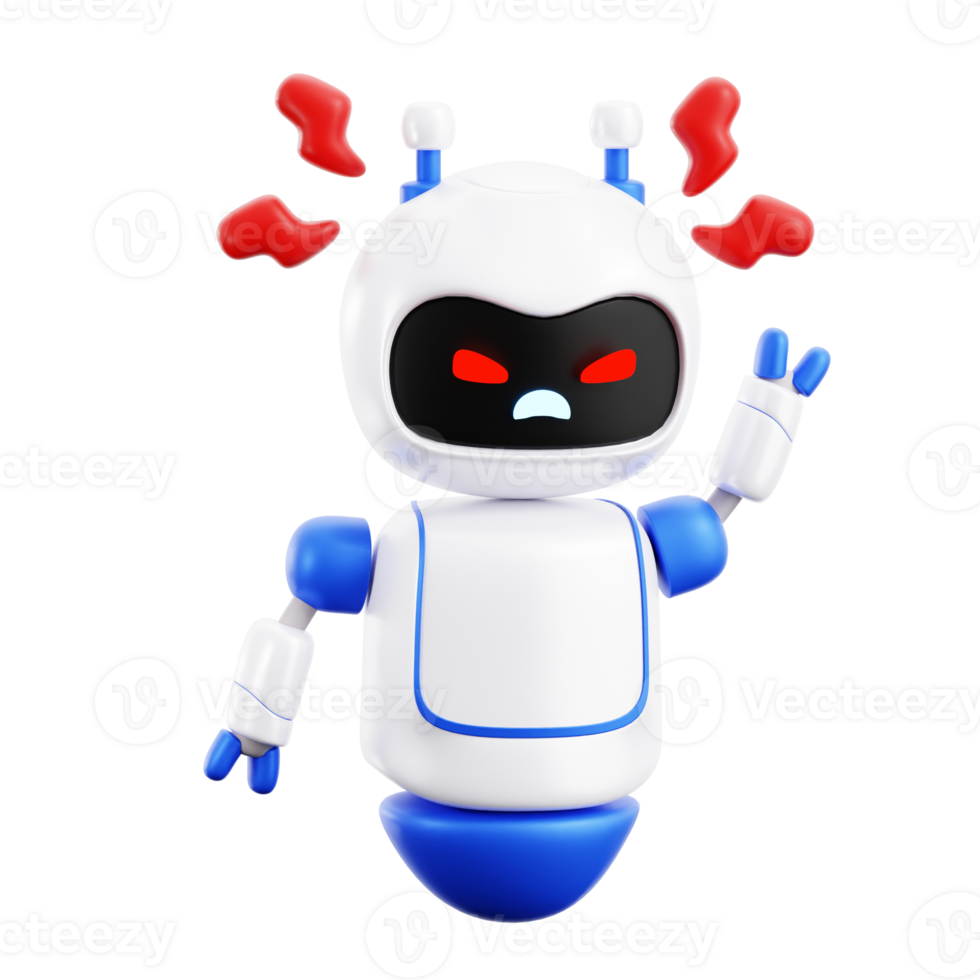 Anggry Robot 3D element illustration png