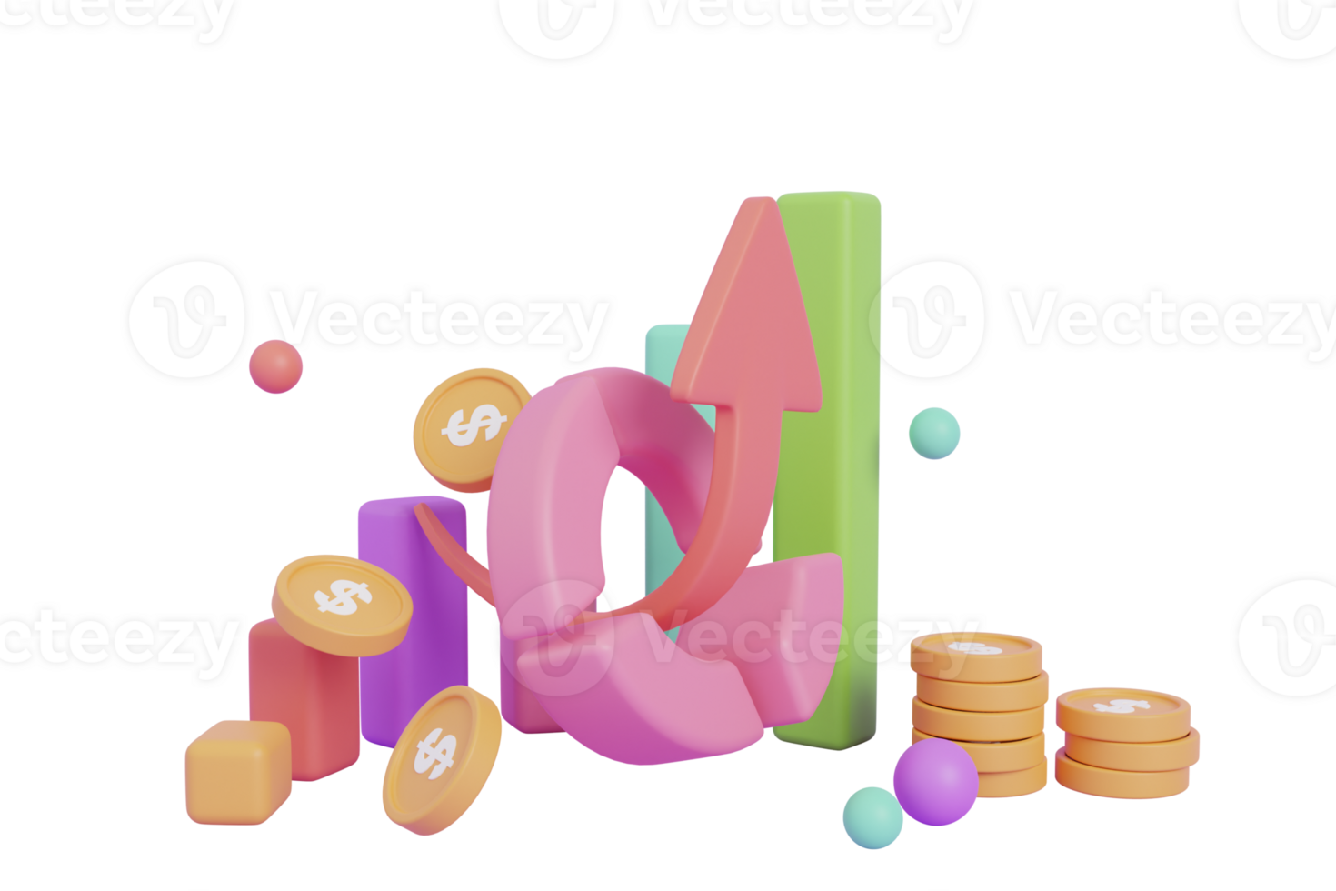 financial success and growth 3D element illustration png