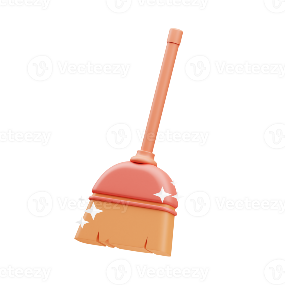 broom 3D element illustration png