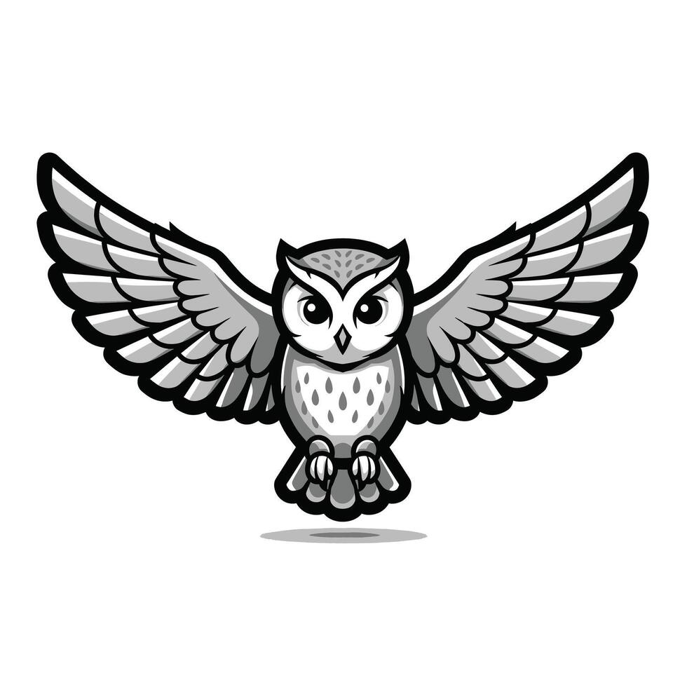 An owl with wings spread out on a white background vector