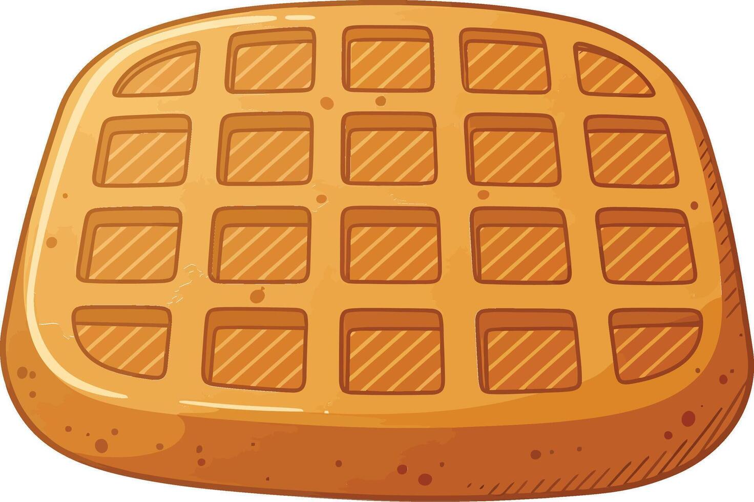 A Cartoon Waffle With a Lot of Brown Squares on It. vector