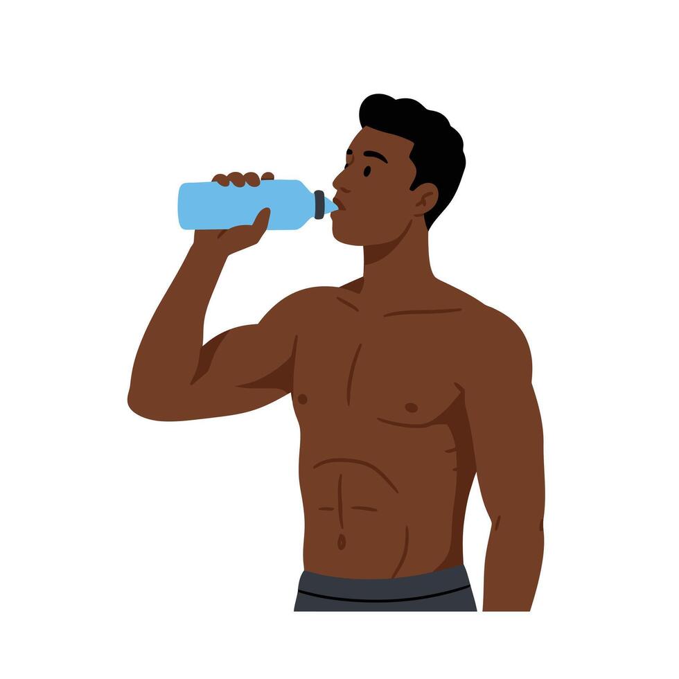 A man drinking water from a bottle vector