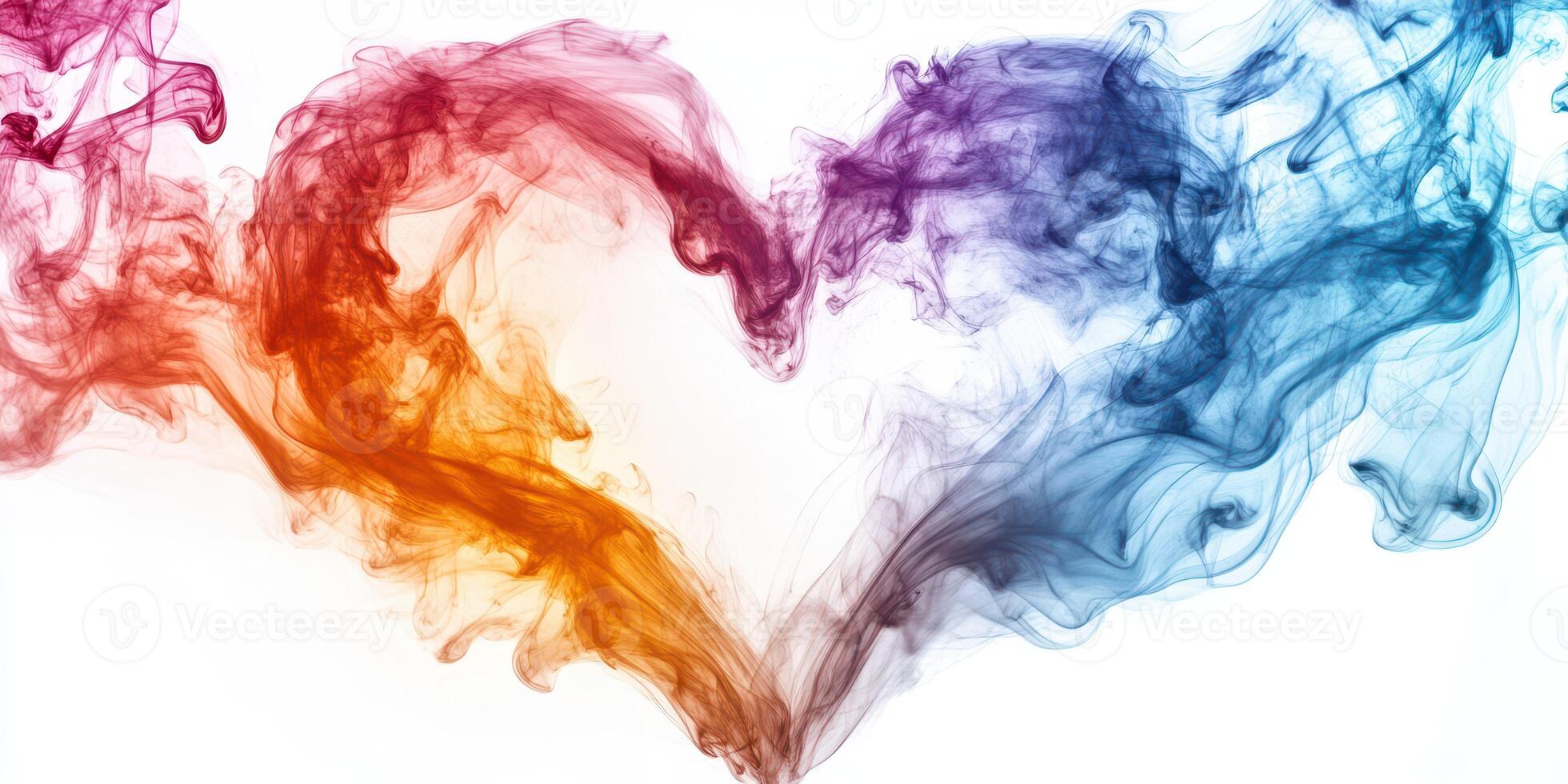 Colorful smoke creates a heart shape in an artistic display of love and emotion photo