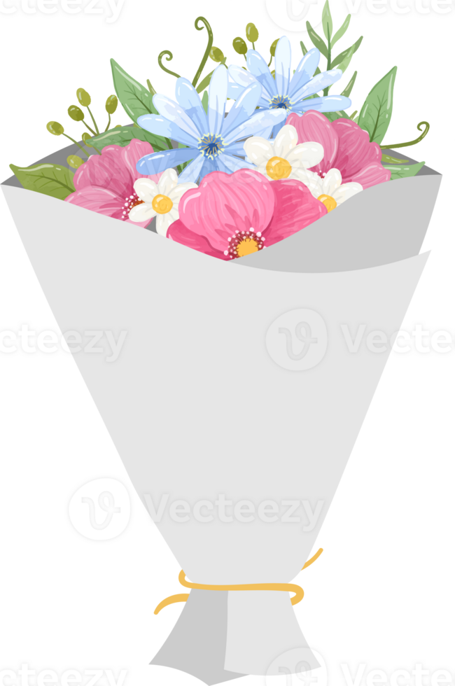 Vibrant Wrapped Floral Bouquet png