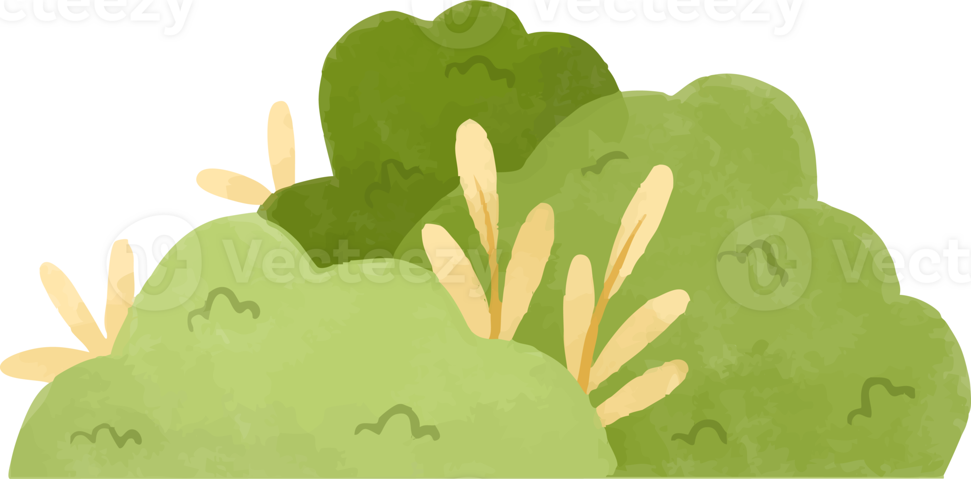 Watercolor Grass and Bushes png
