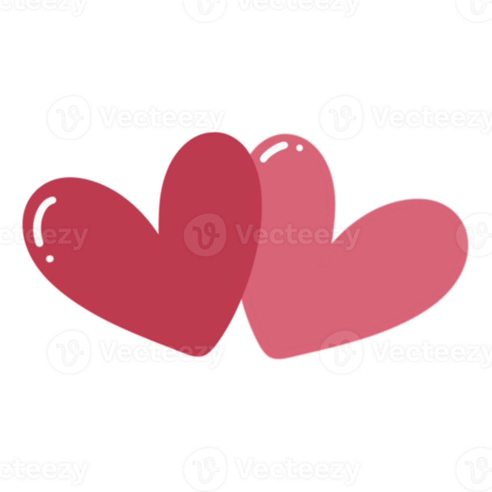 Two hearts are shown on a transparent background png