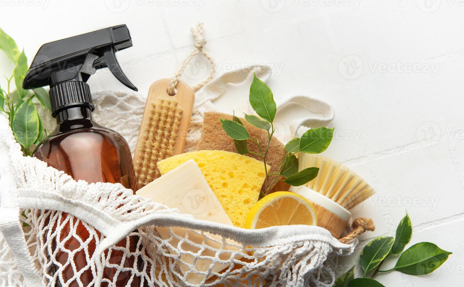Natural cleaning products and tools photo