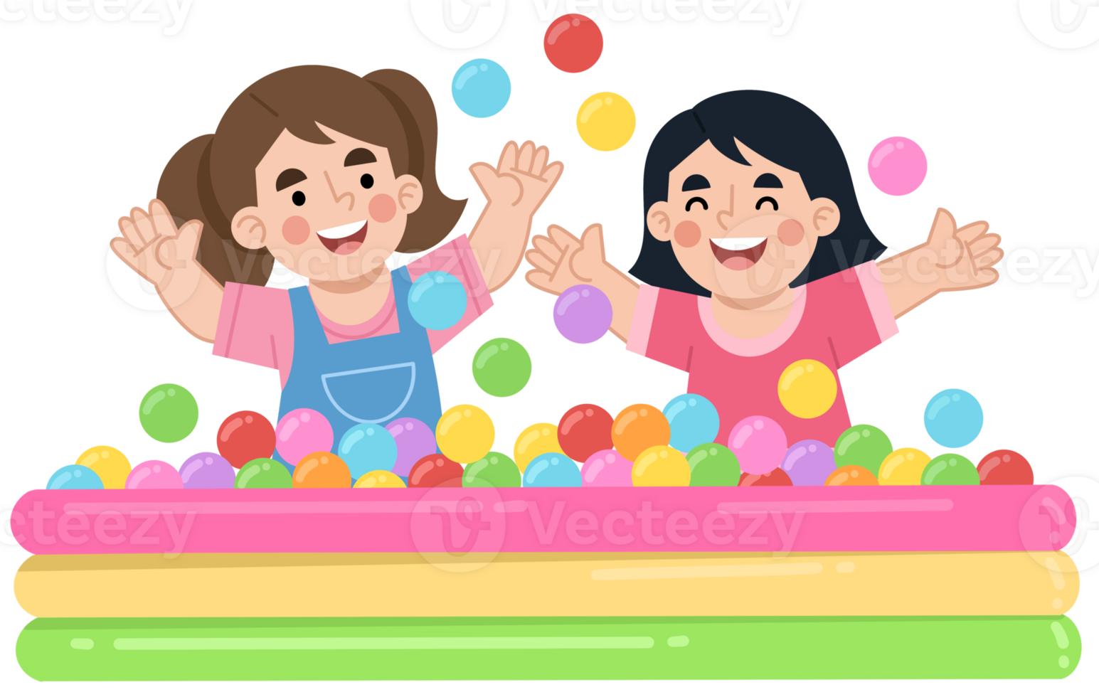 Illustration of Cheerful Kids Playing in Ball Pit png