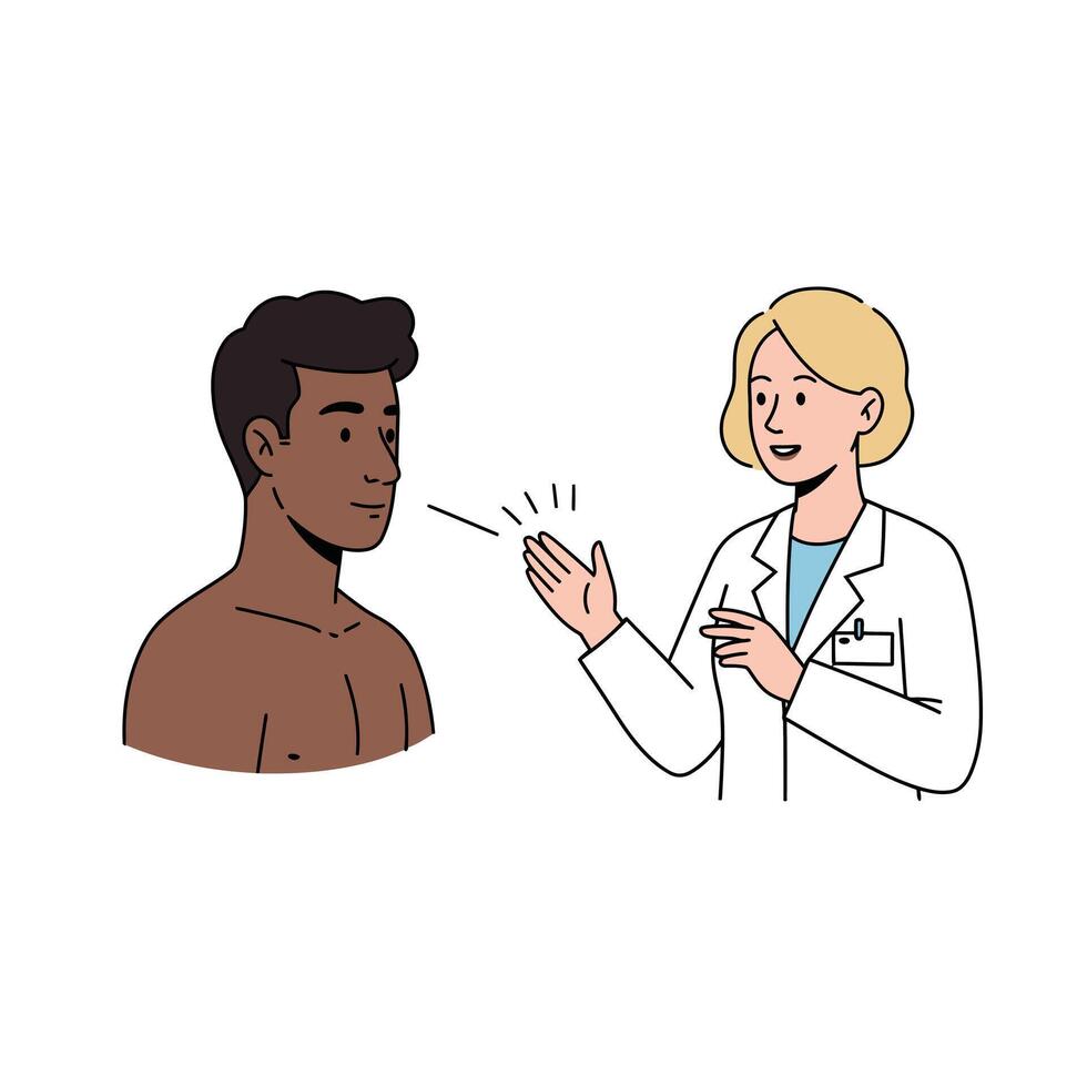 A doctor talking to a man vector