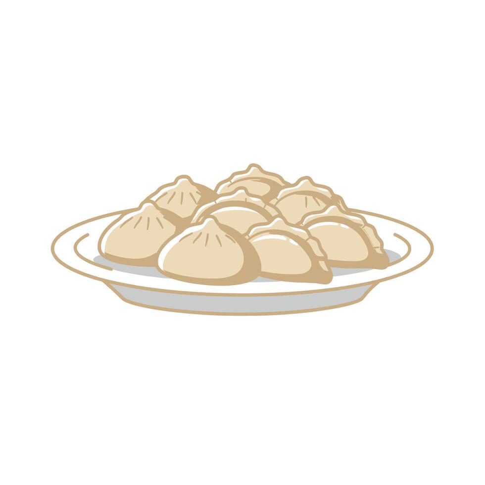 A plate of dumplings on a white background vector