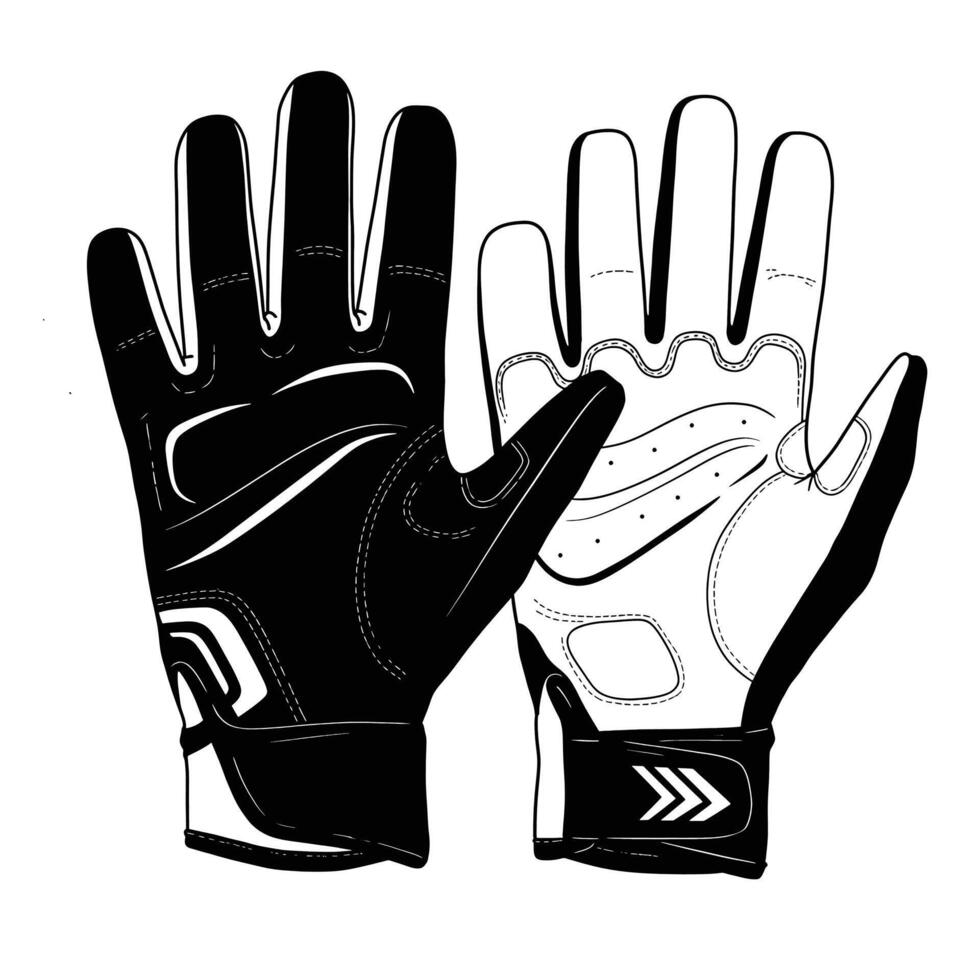 A pair of gloves with a black and white design vector